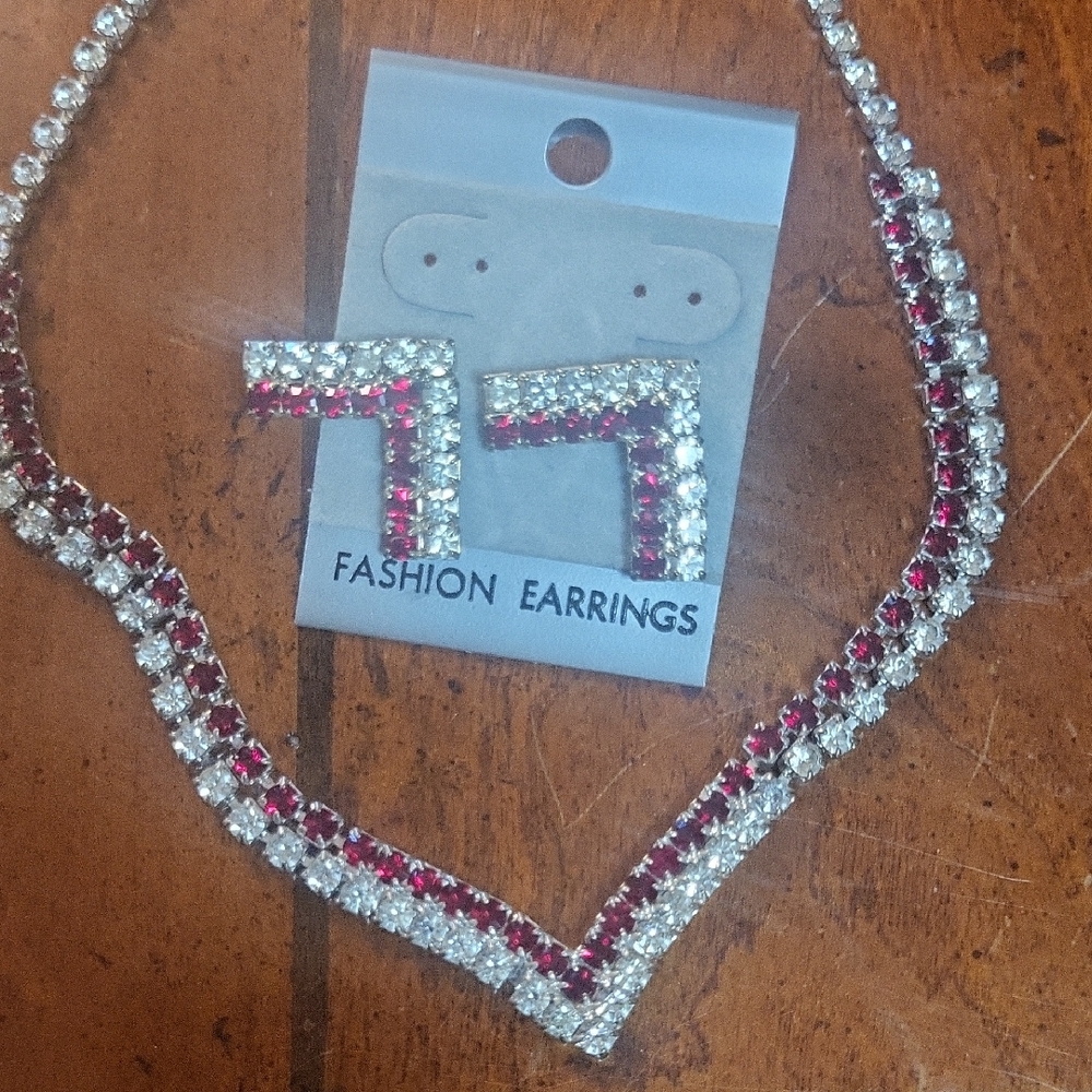 Elegant Red and Silver Jewelry Set